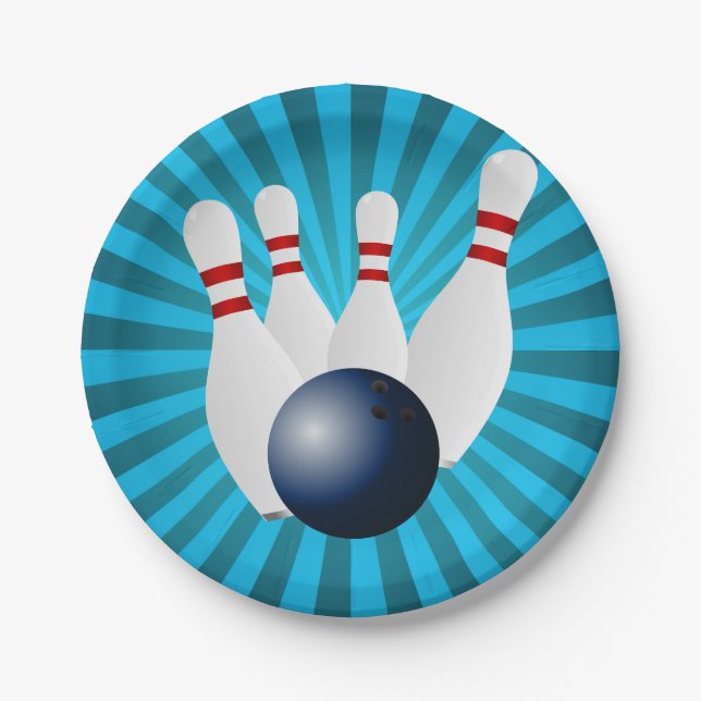 Bowling Birthday Party Paper Plate (Front)