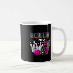 Bowling Birthday Party Rollin Into 7 7th Birthday Coffee Mug