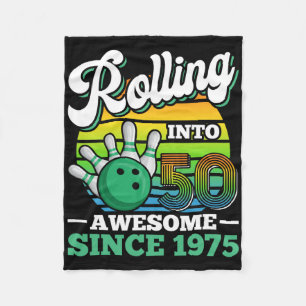 Bowling Birthday Party Rolling Into 50 Years 50th Fleece Blanket