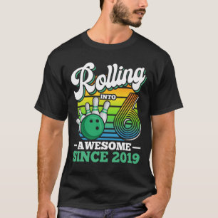 Bowling Birthday Party Rolling Into 6 Years Boy 6t T-Shirt