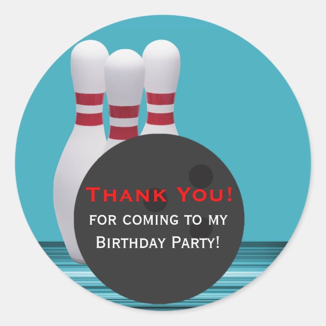 Bowling Birthday Party Sticker (Front)