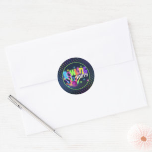 Bowling Birthday Party Sticker - Neon