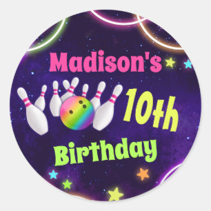 Bowling Birthday Party Stickers Round or Square