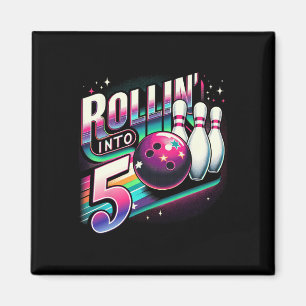 Bowling Birthday Rollin Into 5 Party 5th Birthday Magnet