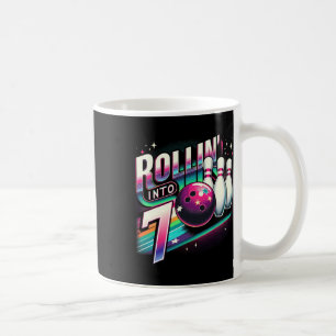 Bowling Birthday Rollin Into 7 Party 7th Birthday Coffee Mug