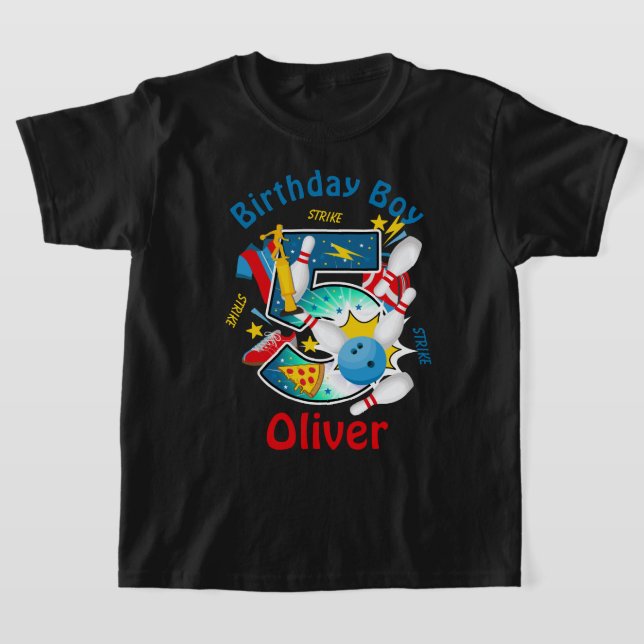 Bowling Birthday Shirt Bowling Pin Fifth Birthday (Laydown)
