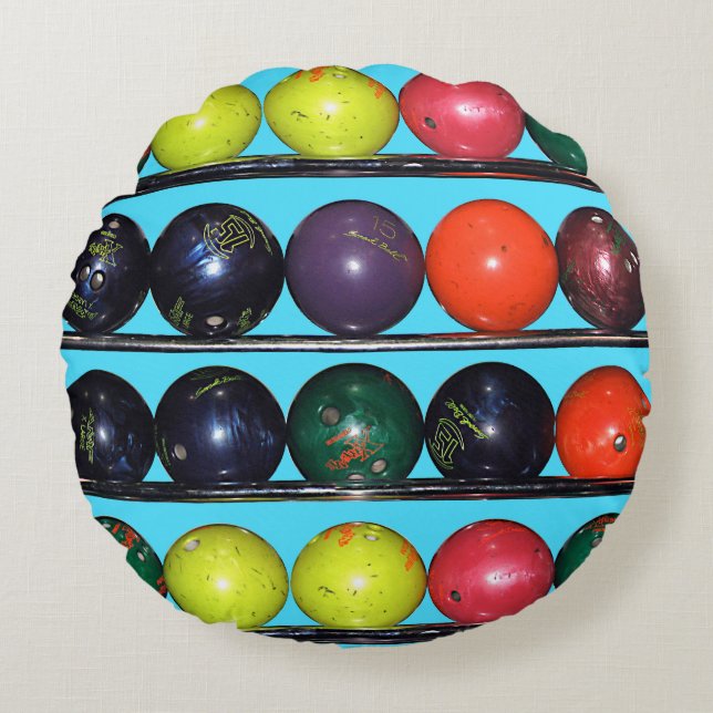 Bowling Blitz Round Pillow (Front)