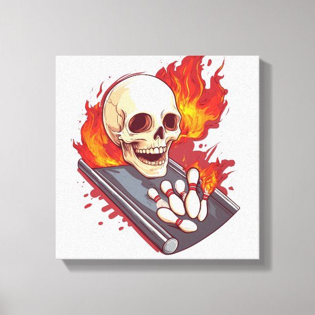 Bowling Bones � Funny Sports Skull Canvas Print (Front)