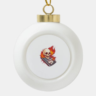 Bowling Bones – Funny Sports Skull Ceramic Ball Christmas Ornament