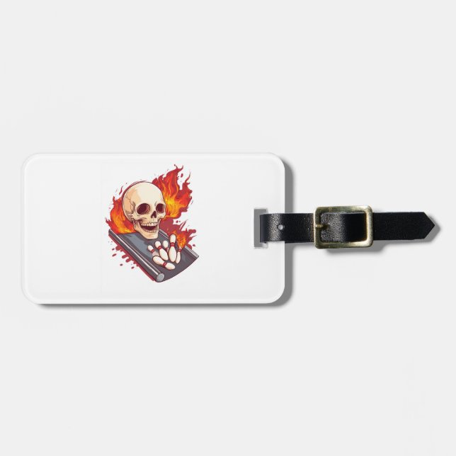 Bowling Bones � Funny Sports Skull Luggage Tag (Front Horizontal)