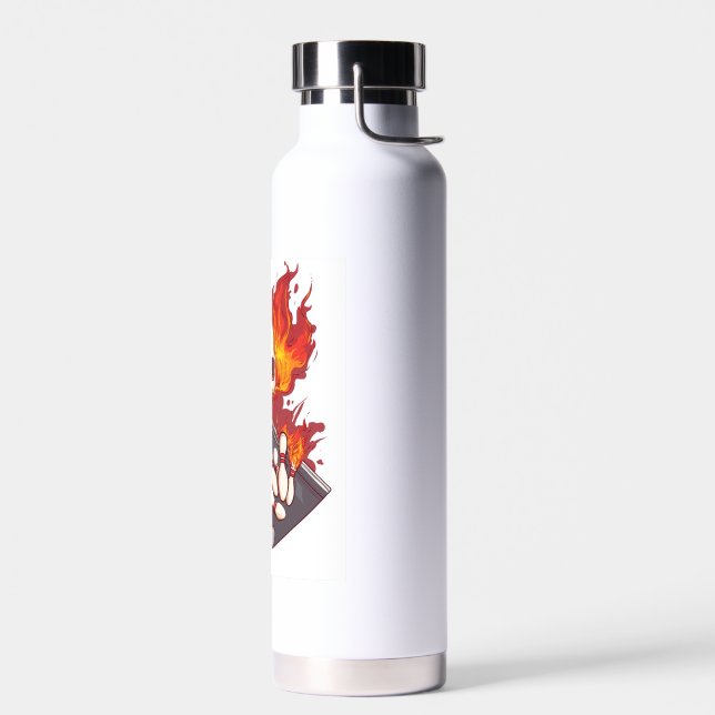 Bowling Bones � Funny Sports Skull Water Bottle (Left)