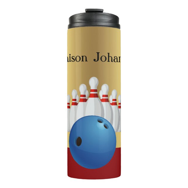 Bowling - Bowling Ball and Pins Design personalize Thermal Tumbler (Front)