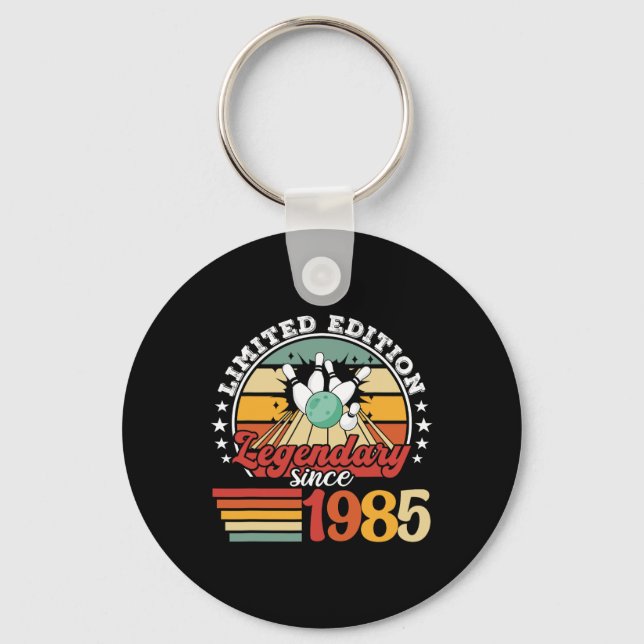 Bowling Bowling Birthday 1985 Bowling Byll Birthda Keychain (Front)