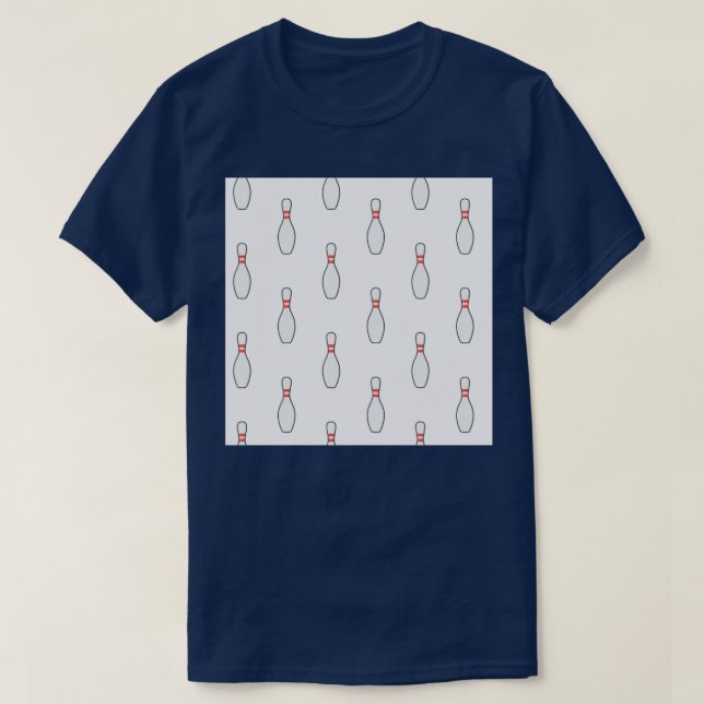 Bowling Bowling Pin Seamless Pattern On A White Ba T-Shirt (Design Front)