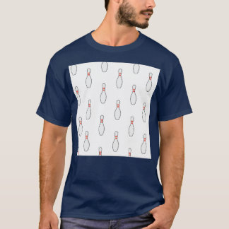 Bowling Bowling Pin Seamless Pattern On A White Ba T-Shirt