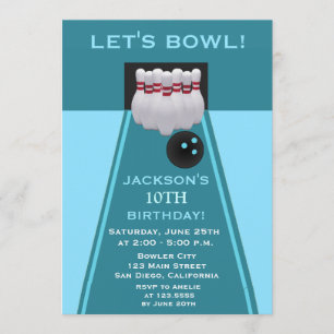 Bowling Boy Anniversaire Fête Invitation