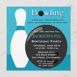 Bowling Boy Birthday Party Invitation