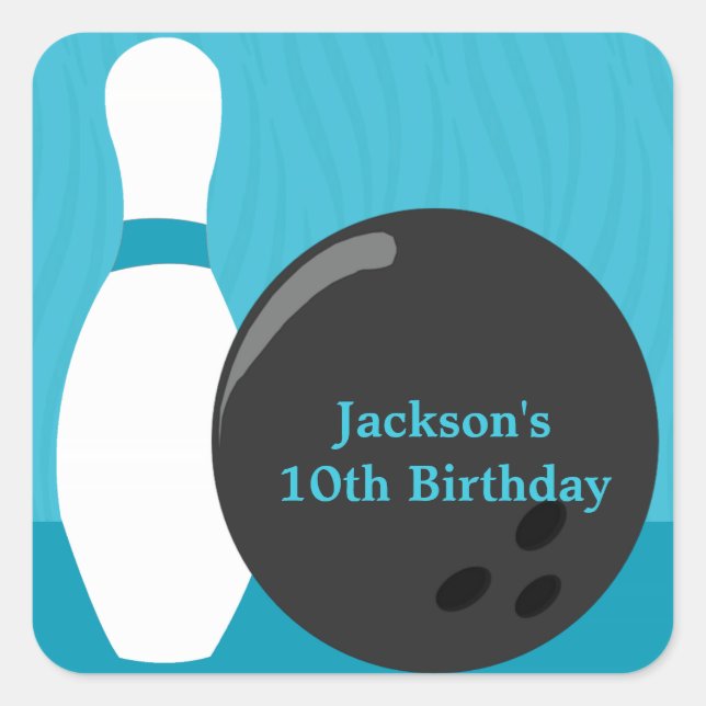 Bowling Boy Birthday Party  Sticker (Front)
