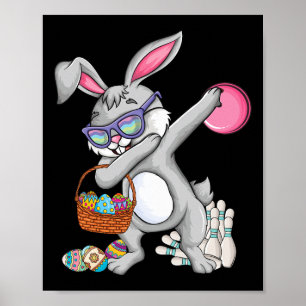 Bowling Byll And Pins Bunny Ear Egg Hunting Easter Poster