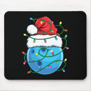 Bowling Byll With Santa Hat Men Boys Christmas Xma Mouse Pad