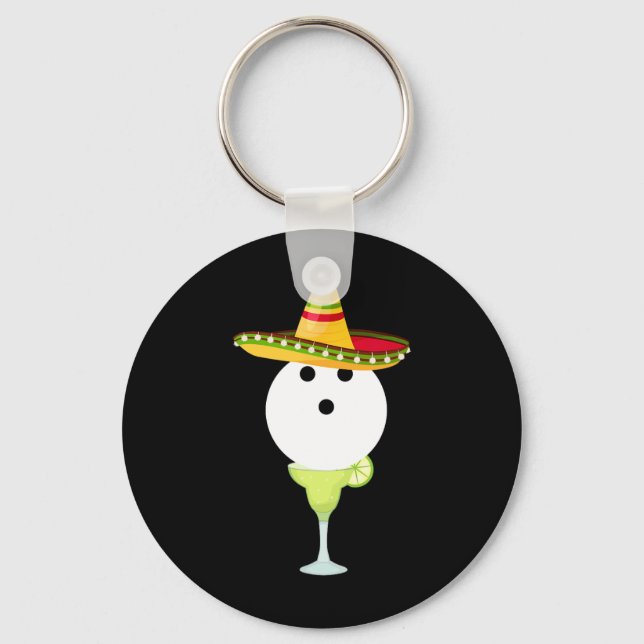 Bowling Byll With Sombrero And Margarita Sport Cin Keychain (Front)
