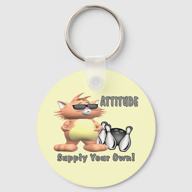 Bowling Cat: Attitude Keychain (Front)