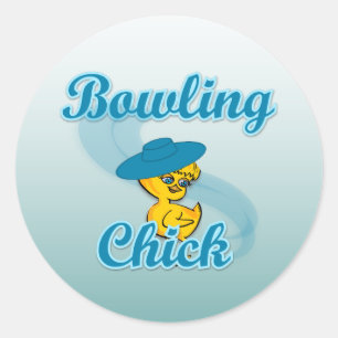 Bowling Chick #3 Classic Round Sticker
