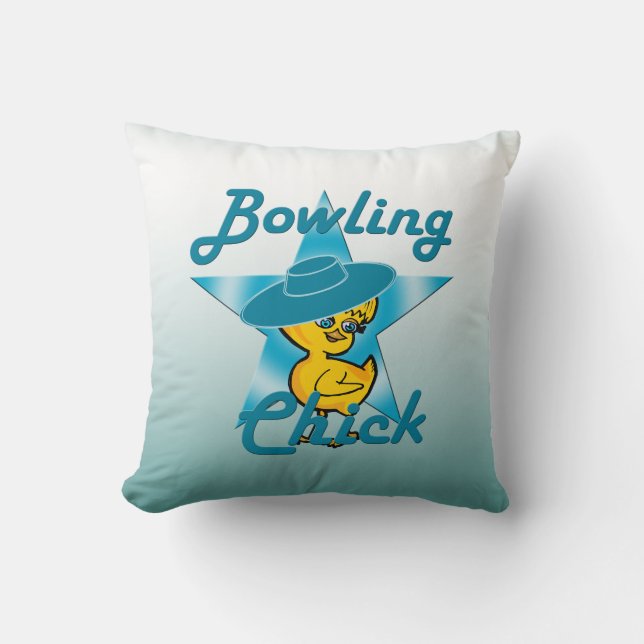 Bowling Chick #7 Throw Pillow (Front)