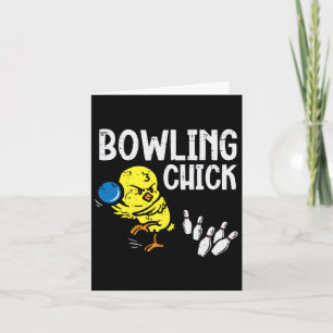Bowling Chick Funny Bowler Women Girls Kids Toddle Card