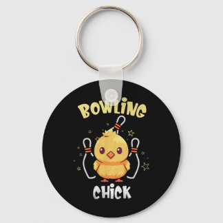 Bowling Chick Funny Chicken Athlete Bowler Men Wom Keychain