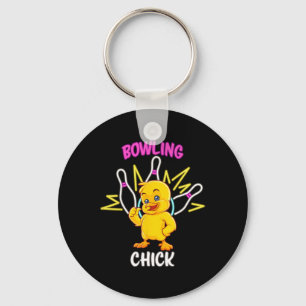 Bowling Chick Funny Chicken Sports Athlete Keychain