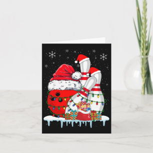 Bowling Christmas Bowling Santa Hat Christmas Ligh Card