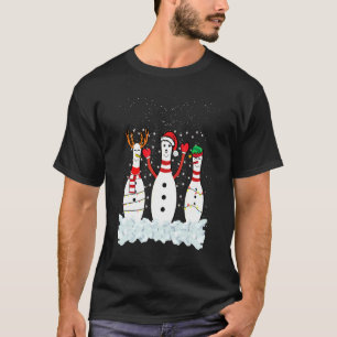 Bowling Christmas Costume Lights Reindeer Santa Te T-Shirt