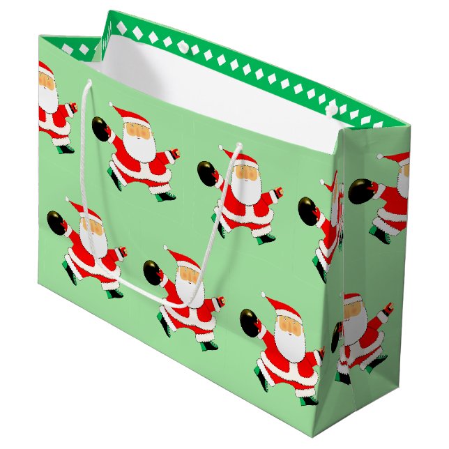 Bowling Christmas Holiday Large Gift Bag (Front Angled)