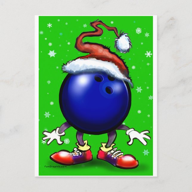 Bowling Christmas Holiday Postcard (Front)