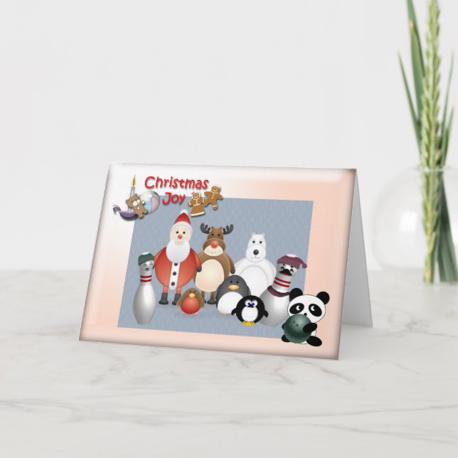 Bowling Christmas Joy Holiday Card (Front)