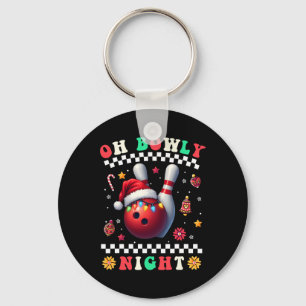 Bowling Christmas Oh Bowly Night Santa Hat Christm Keychain