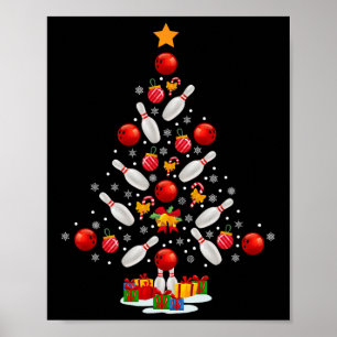 Bowling Christmas Tree Funny Bowling Lovers Novelt Poster