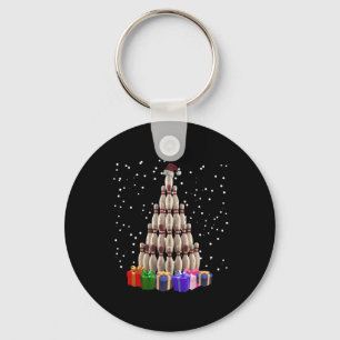 Bowling Christmas Tree Funny Xmas Matching Family Keychain