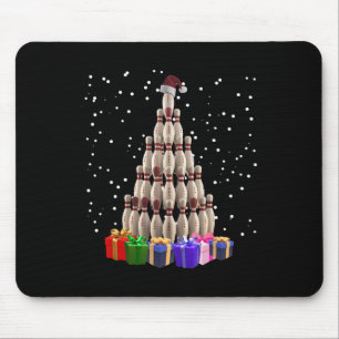Bowling Christmas Tree Funny Xmas Matching Family Mouse Pad