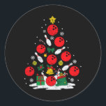 Bowling Christmas Tree Lights Xmas Bowler Sport Me Classic Round Sticker<br><div class="desc">Bowling Christmas Tree Lights Xmas Bowler Sport Men Boy Kids</div>