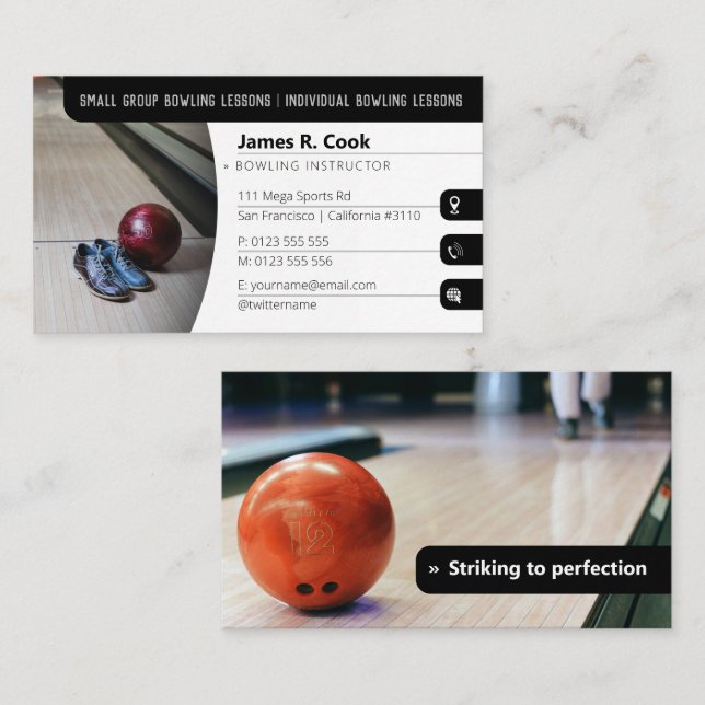 Bowling Coach | Photo Sport Business Card (Front/Back)