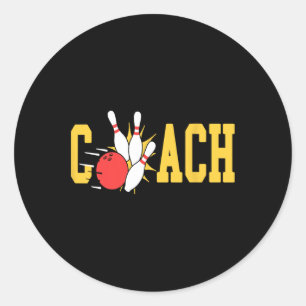 Bowling Coach Strikes Pins Bowling Team Fun Classic Round Sticker