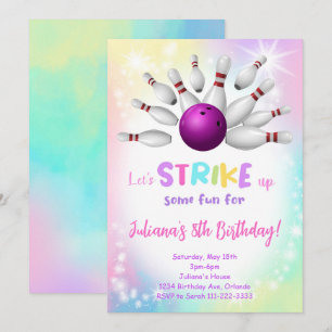 Bowling coloré Invitation Anniversaire