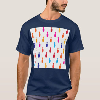 Bowling Colorful Bowling Pins Seamless Pattern Bac T-Shirt