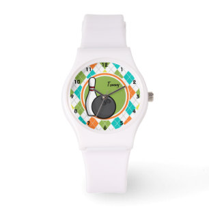 Bowling; Colourful Argyle Pattern Watch