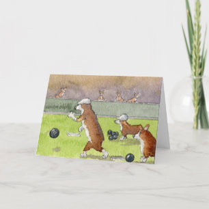 Bowling Corgis Retirement Card