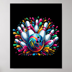 Bowling Cute Colorsplash Ll Poster