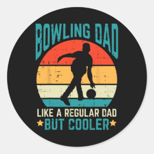 Bowling Dad Cooler Retro Fathers Day Bowler Daddy Classic Round Sticker