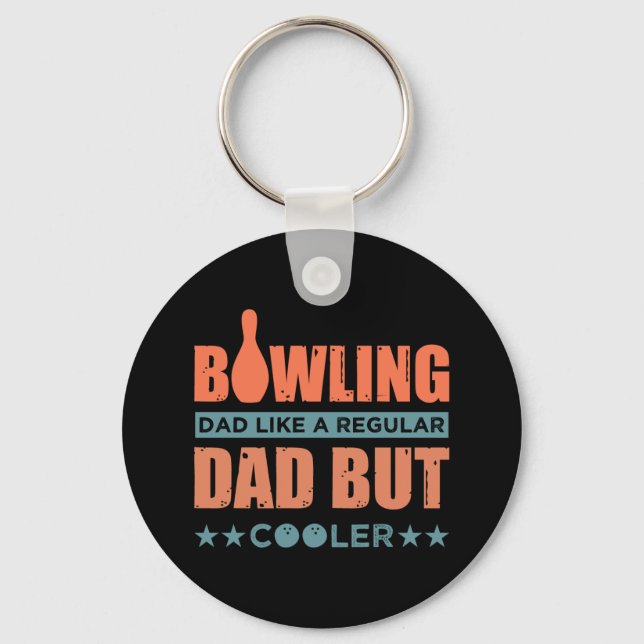 Bowling Dad cooler word art sports Keychain (Front)